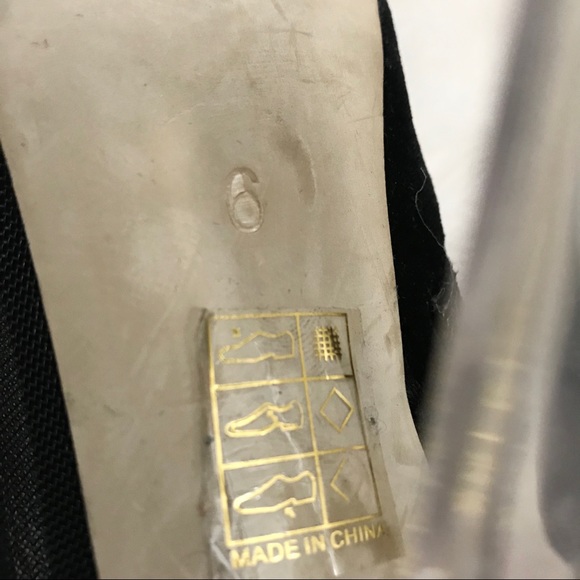 Boohoo Julia Black Mesh Clear Heel Shoe Booties - Picture 5 of 8